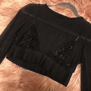 Urban Outfitters Mesh Bra Long Sleeve Top